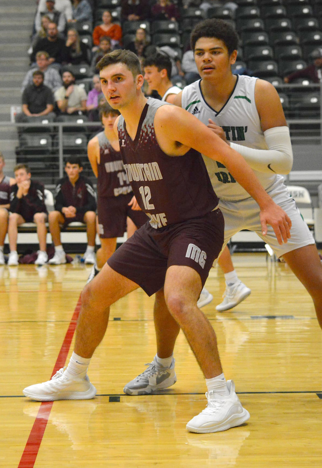 Mountain Grove’s Jace Dowden in the post against Springfield Catholic.